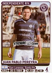 Cromo Juan Pablo Pereyra - Fùtbol Argentino 2015 - Panini