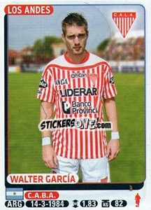 Sticker Walter Garcia - Fùtbol Argentino 2015 - Panini