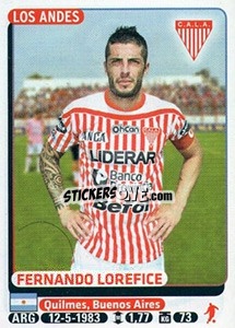 Sticker Fernando Lorefice - Fùtbol Argentino 2015 - Panini