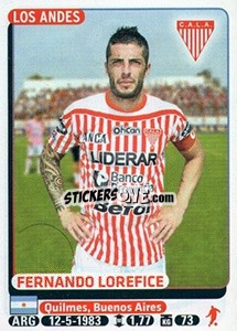 Sticker Fernando Lorefice - Fùtbol Argentino 2015 n. 610 - Panini