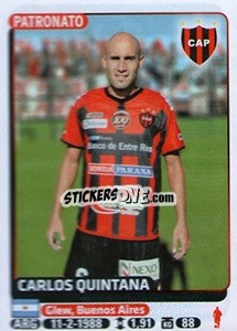 Cromo Carlos Quintana - Fùtbol Argentino 2015 n. 618 - Panini
