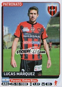 Sticker Lucas Marquez - Fùtbol Argentino 2015 - Panini