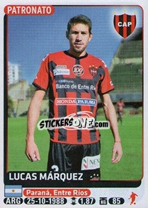 Figurina Lucas Marquez - Fùtbol Argentino 2015 - Panini