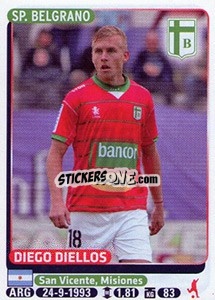 Sticker Diego Diellos - Fùtbol Argentino 2015 n. 636 - Panini