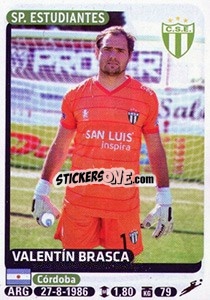 Cromo Valentin Brasca - Fùtbol Argentino 2015 - Panini