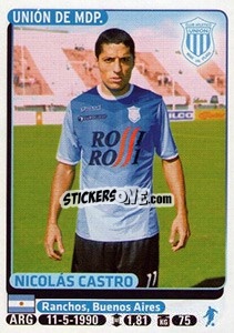 Cromo Nicolas Castro - Fùtbol Argentino 2015 - Panini