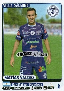 Sticker Matias Valdez - Fùtbol Argentino 2015 - Panini