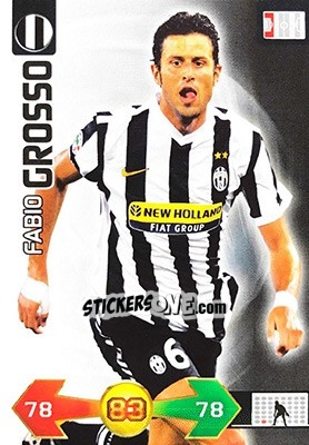 Sticker Fabio Grosso - Calciatori 2009-2010. Adrenalyn XL n. 177 - Panini
