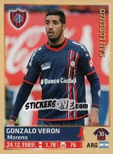 Sticker Gonzalo Veron - Fùtbol Argentino 2014 n. 283 - Panini