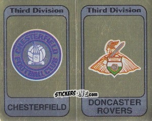 Sticker Badge Chesterfield / Badge Doncaster Rovers - UK Football 1981-1982 n. 386 - Panini