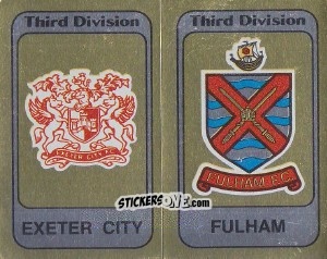 Sticker Badge Exeter City / Badge Fulham - UK Football 1981-1982 n. 389 - Panini