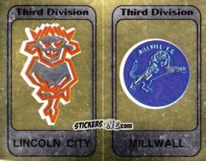 Cromo Badge Lincoln City / Badge Millwall - UK Football 1981-1982 - Panini