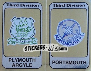 Sticker Badge Plymouth Argyle / Badge Portsmouth - UK Football 1981-1982 - Panini