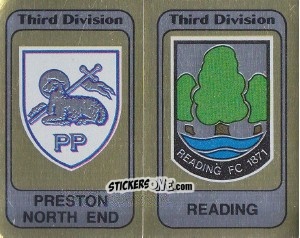 Cromo Badge Preston North End / Badge Reading - UK Football 1981-1982 - Panini