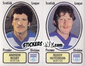 Cromo Andrew Busby / Roddy Hutchison - UK Football 1981-1982 - Panini