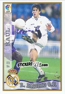 Sticker 20. RAÚL GONZÁLEZ - Las Fichas De La Liga 1997-1998 - Mundicromo