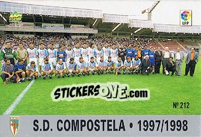 Sticker 212. PLANTILLA - Las Fichas De La Liga 1997-1998 - Mundicromo