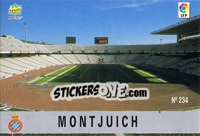 Sticker 234. E. O. Montjuich - Las Fichas De La Liga 1997-1998 - Mundicromo