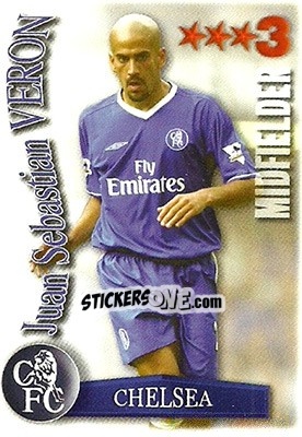 Sticker Juan Sebastian Veron - Shoot Out Premier League 2003-2004 n. 121 - Magicboxint