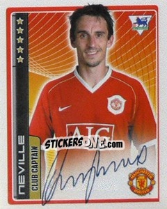 Sticker Gary Neville (Captain) - Premier League Inglese 2006-2007 - Merlin