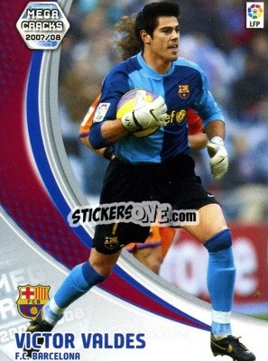 Cromo Victor Valdés - Liga 2007-2008. Megacracks - Panini