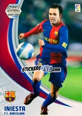 Sticker Iniesta - Liga 2007-2008. Megacracks - Panini