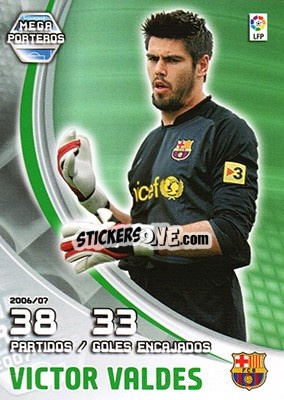 Cromo Victor Valdes - Liga 2007-2008. Megacracks - Panini