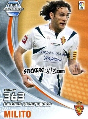 Sticker Milito - Liga 2007-2008. Megacracks n. 397 - Panini