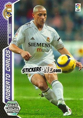Sticker Roberto Carlos - Liga 2005-2006. Megacracks n. 187 - Panini