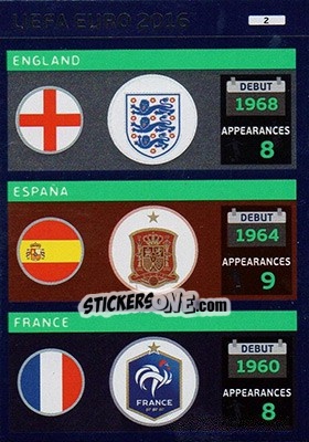Sticker Teams: England / España / France - UEFA Euro France 2016. Adrenalyn XL n. 2 - Panini