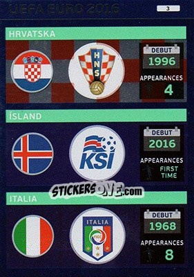 Sticker Teams: Hrvatska / Island / Italia - UEFA Euro France 2016. Adrenalyn XL n. 3 - Panini