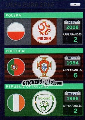 Sticker Teams: Polska / Portugal / Republic of Ireland - UEFA Euro France 2016. Adrenalyn XL n. 6 - Panini
