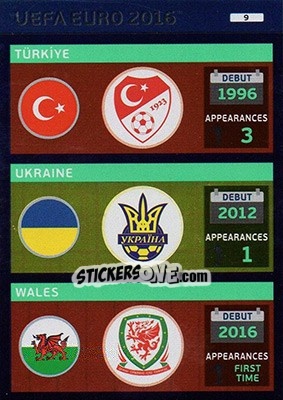 Sticker Teams: Türkiye / Ukraine / Wales - UEFA Euro France 2016. Adrenalyn XL - Panini