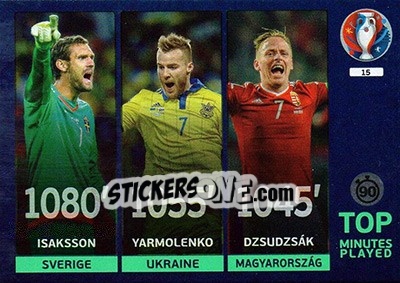 Cromo Top Minutes - UEFA Euro France 2016. Adrenalyn XL n. 15 - Panini
