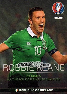 Sticker Robbie Keane - UEFA Euro France 2016. Adrenalyn XL n. 16 - Panini