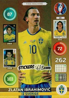 Sticker Zlatan Ibrahimovic - UEFA Euro France 2016. Adrenalyn XL n. 24 - Panini