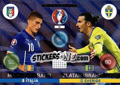 Cromo Marco Verratti / Zlatan Ibrahimovic - UEFA Euro France 2016. Adrenalyn XL n. 26 - Panini