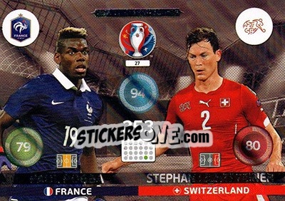 Sticker Paul Pogba / Stephan Lichtsteiner - UEFA Euro France 2016. Adrenalyn XL n. 27 - Panini