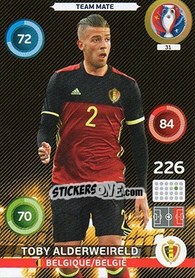 Sticker Toby Alderweireld - UEFA Euro France 2016. Adrenalyn XL n. 31 - Panini