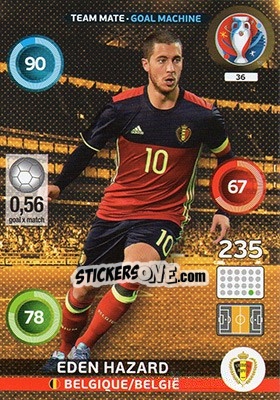 Sticker Eden Hazard - UEFA Euro France 2016. Adrenalyn XL n. 36 - Panini