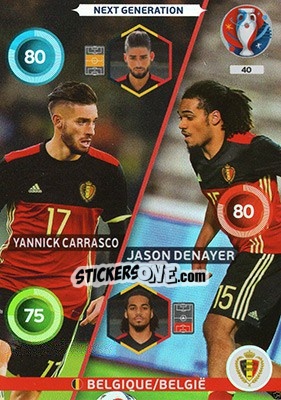 Sticker Yannick Ferreira Carrasco / Jason Denayer - UEFA Euro France 2016. Adrenalyn XL n. 40 - Panini