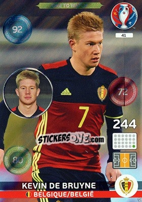 Sticker Kevin De Bruyne - UEFA Euro France 2016. Adrenalyn XL n. 41 - Panini