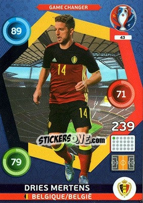 Sticker Dries Mertens - UEFA Euro France 2016. Adrenalyn XL n. 43 - Panini