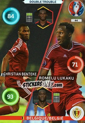 Sticker Romelu Lukaku / Christian Benteke - UEFA Euro France 2016. Adrenalyn XL n. 44 - Panini