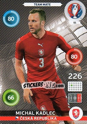 Sticker Michal Kadlec - UEFA Euro France 2016. Adrenalyn XL n. 51 - Panini