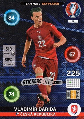 Sticker Vladimír Darida - UEFA Euro France 2016. Adrenalyn XL n. 52 - Panini