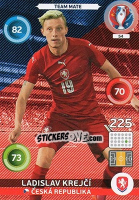 Sticker Ladislav Krejcí - UEFA Euro France 2016. Adrenalyn XL n. 54 - Panini