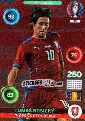 Sticker Tomáš Rosický - UEFA Euro France 2016. Adrenalyn XL n. 55 - Panini