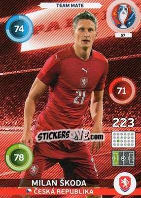 Figurina Milan Škoda - UEFA Euro France 2016. Adrenalyn XL n. 57 - Panini