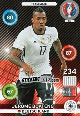 Sticker Jérôme Boateng - UEFA Euro France 2016. Adrenalyn XL n. 66 - Panini